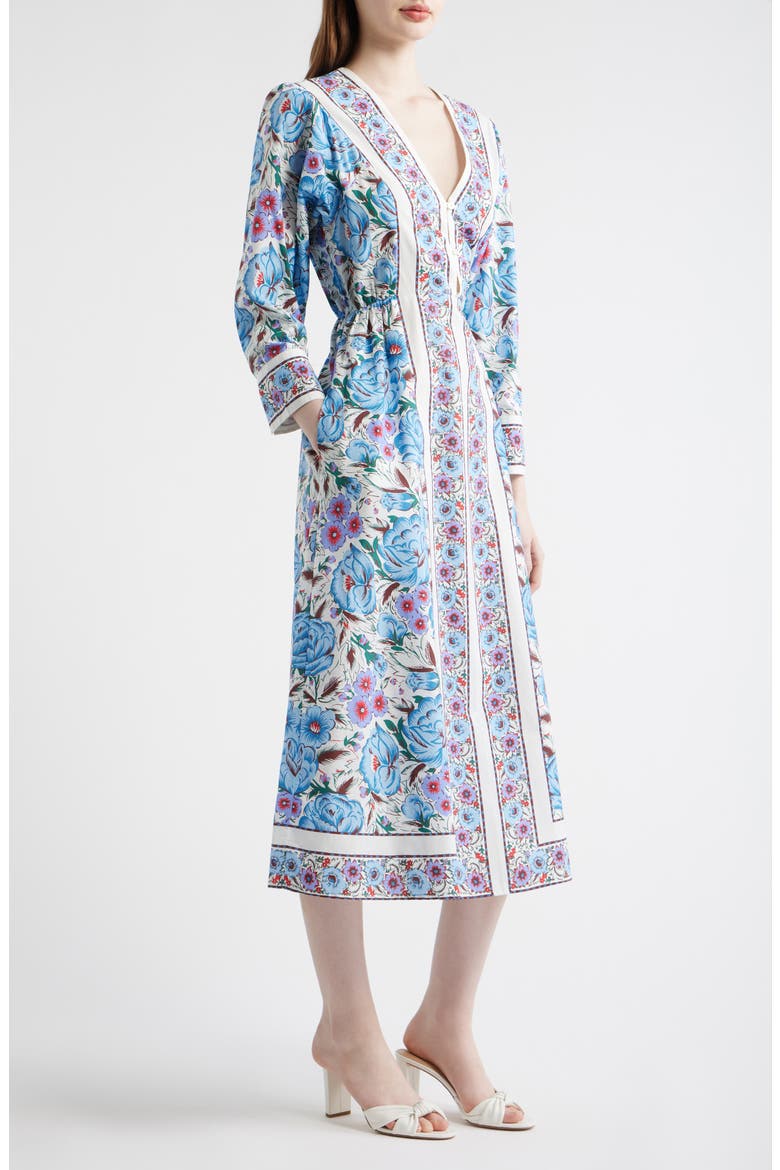 Blanche Print Long Sleeve Organic Cotton Midi Dress