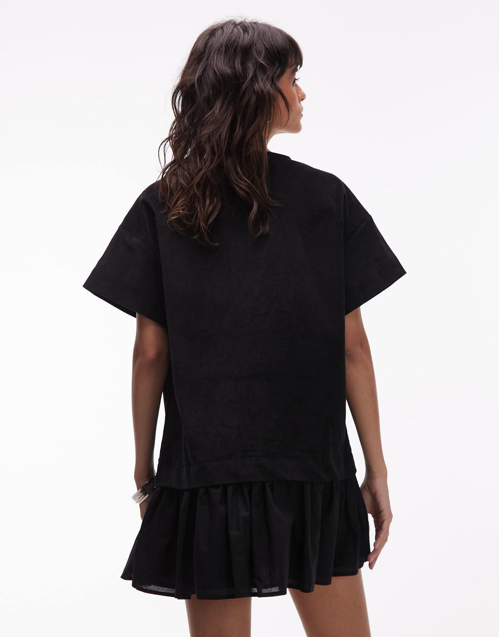 ASOS DESIGN cord hybrid T-shirt mini dress in black
