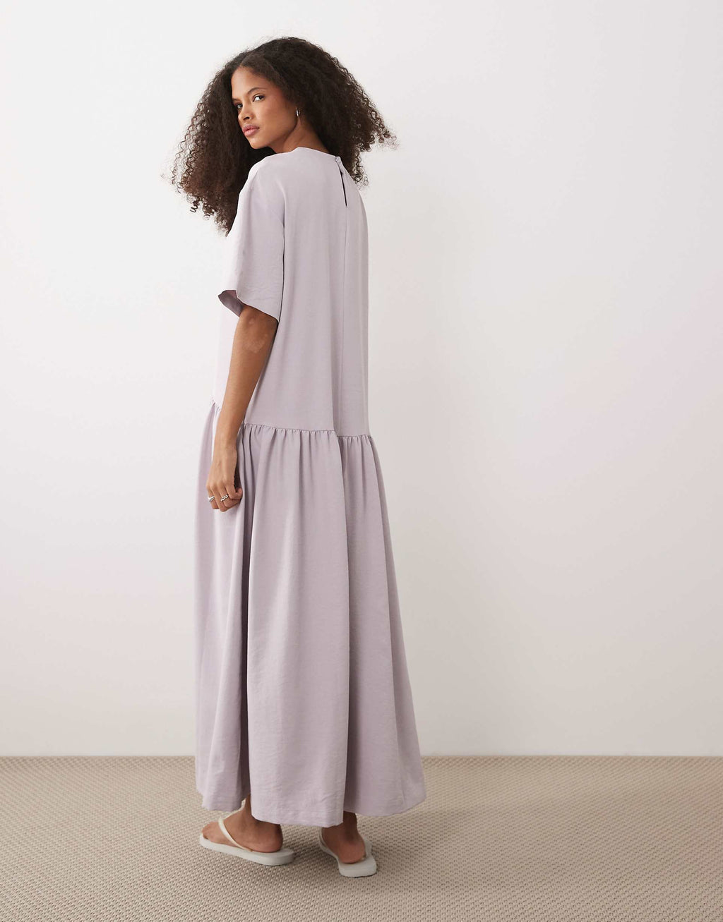 ASOS DESIGN dropped waist midaxi t-shirt dress in lilac
