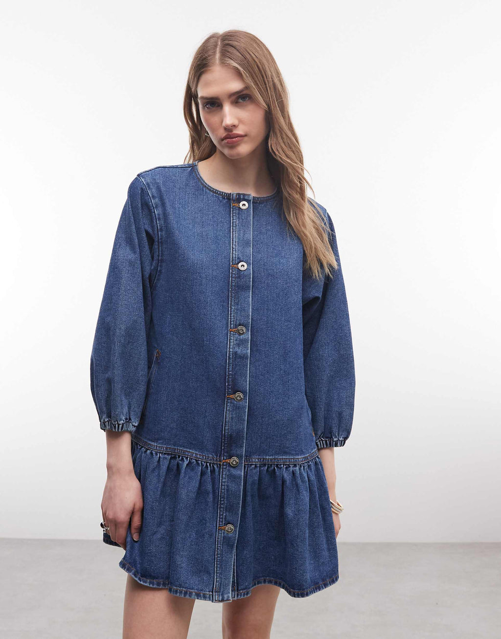 COLLUSION shirt dress in rinse wash