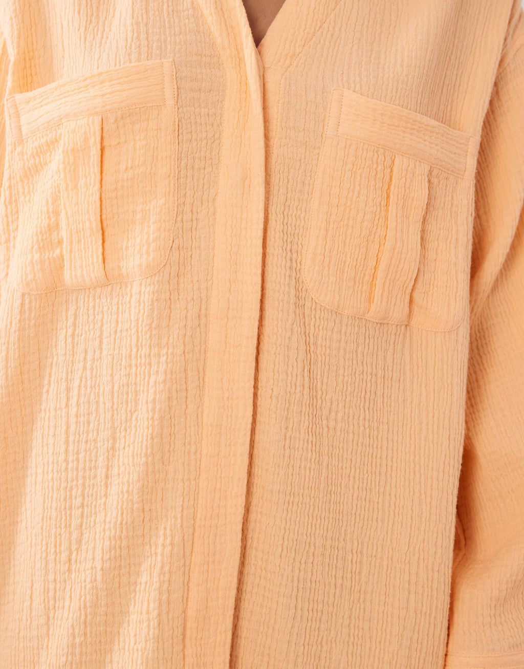 ASOS DESIGN double cloth mini shirt dress with wide cuffs and oversized pockets in orange spritz