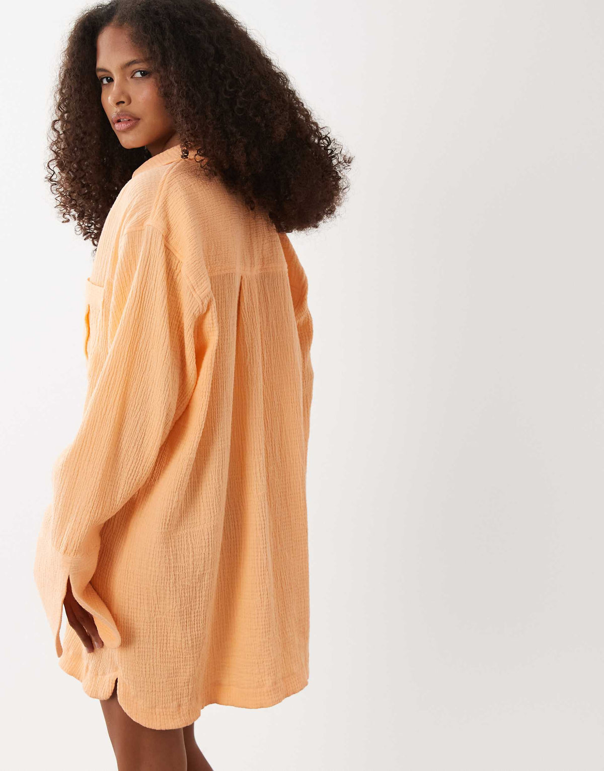 ASOS DESIGN double cloth mini shirt dress with wide cuffs and oversized pockets in orange spritz