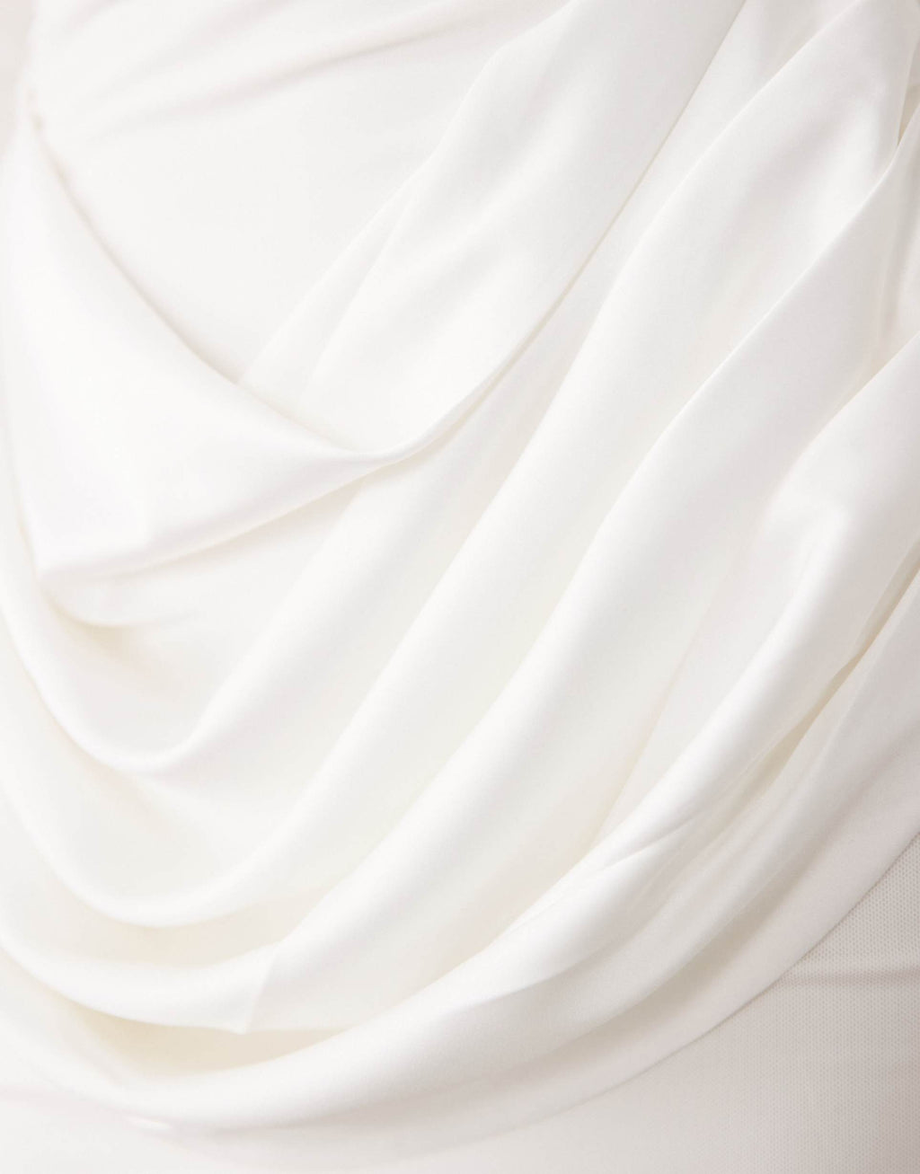 Wanderdoll Storm shoulder pad detail long sleeve satin drape waist mini dress white