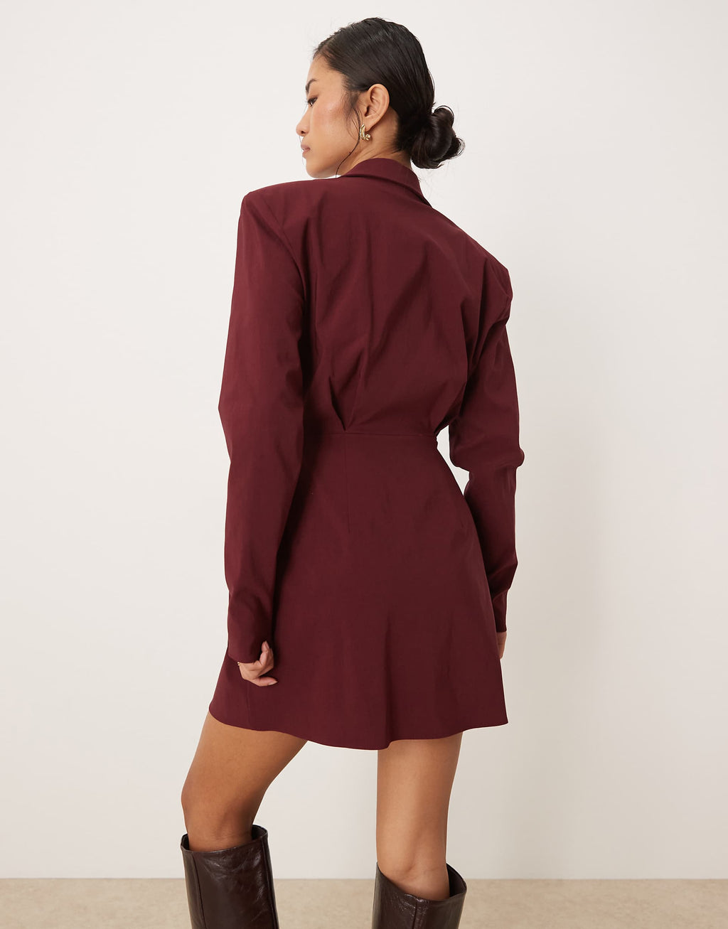 ASOS DESIGN cinched blazer mini dress in deep burgundy