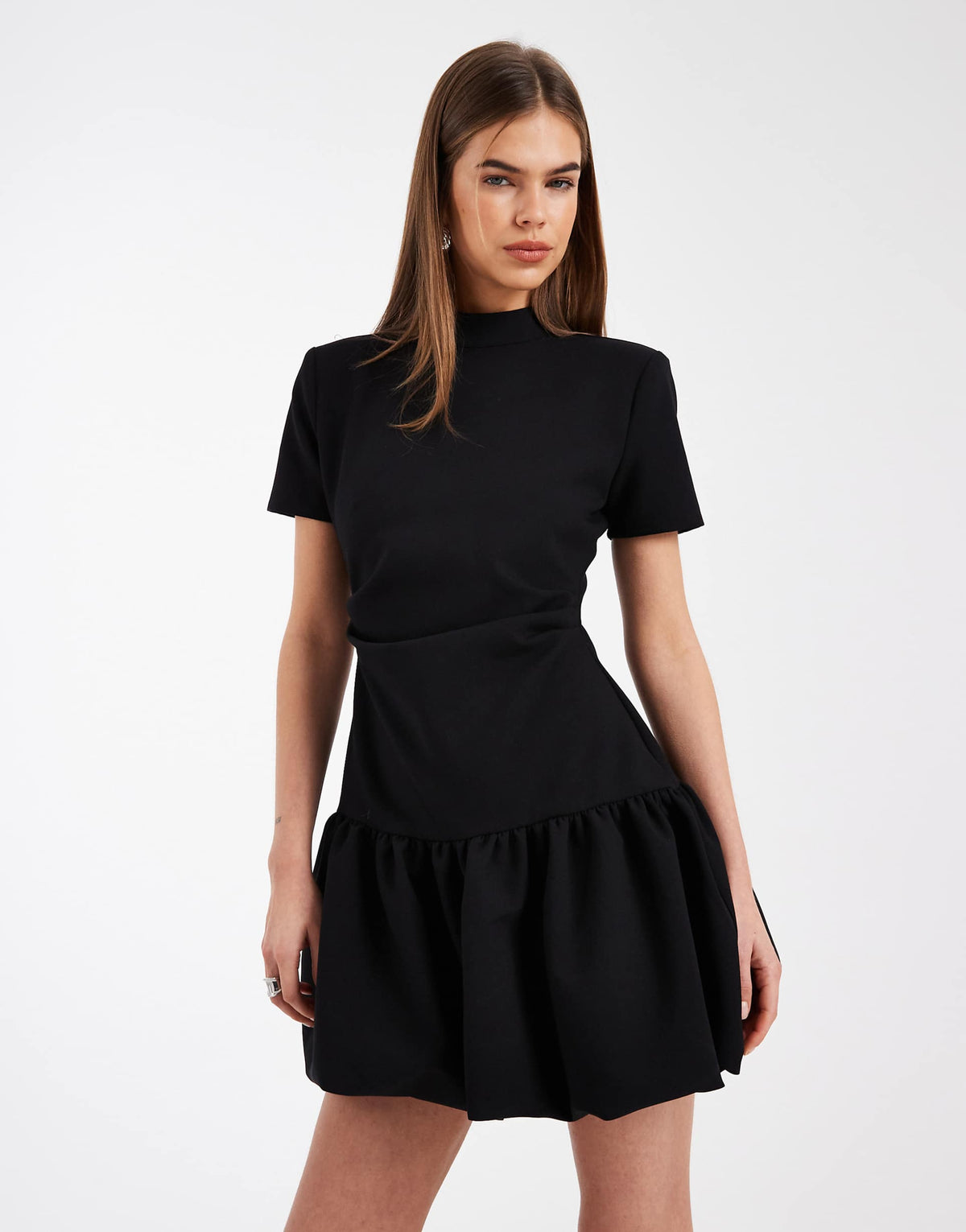 ASOS DESIGN structured bubble hem mini dress in black