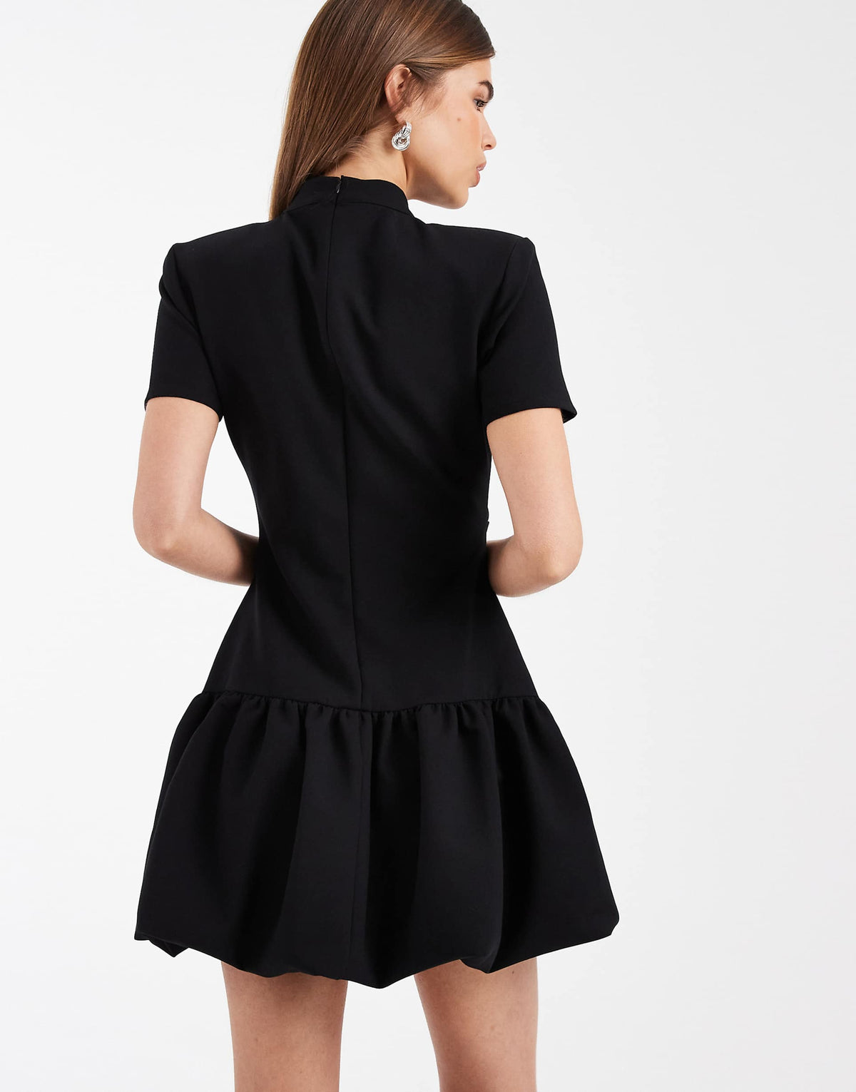 ASOS DESIGN structured bubble hem mini dress in black