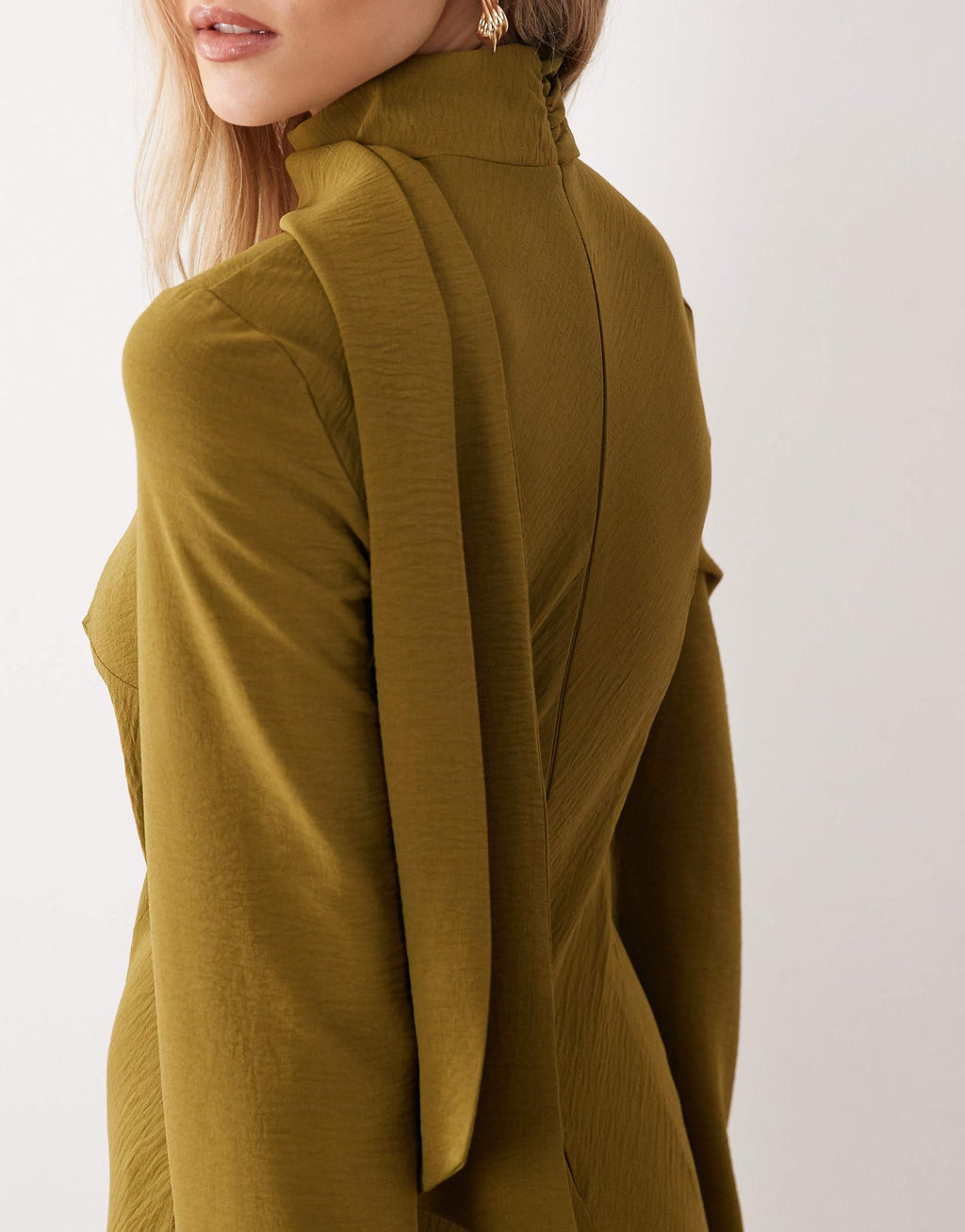 ASOS DESIGN high neck scarf detail maxi dress in olive