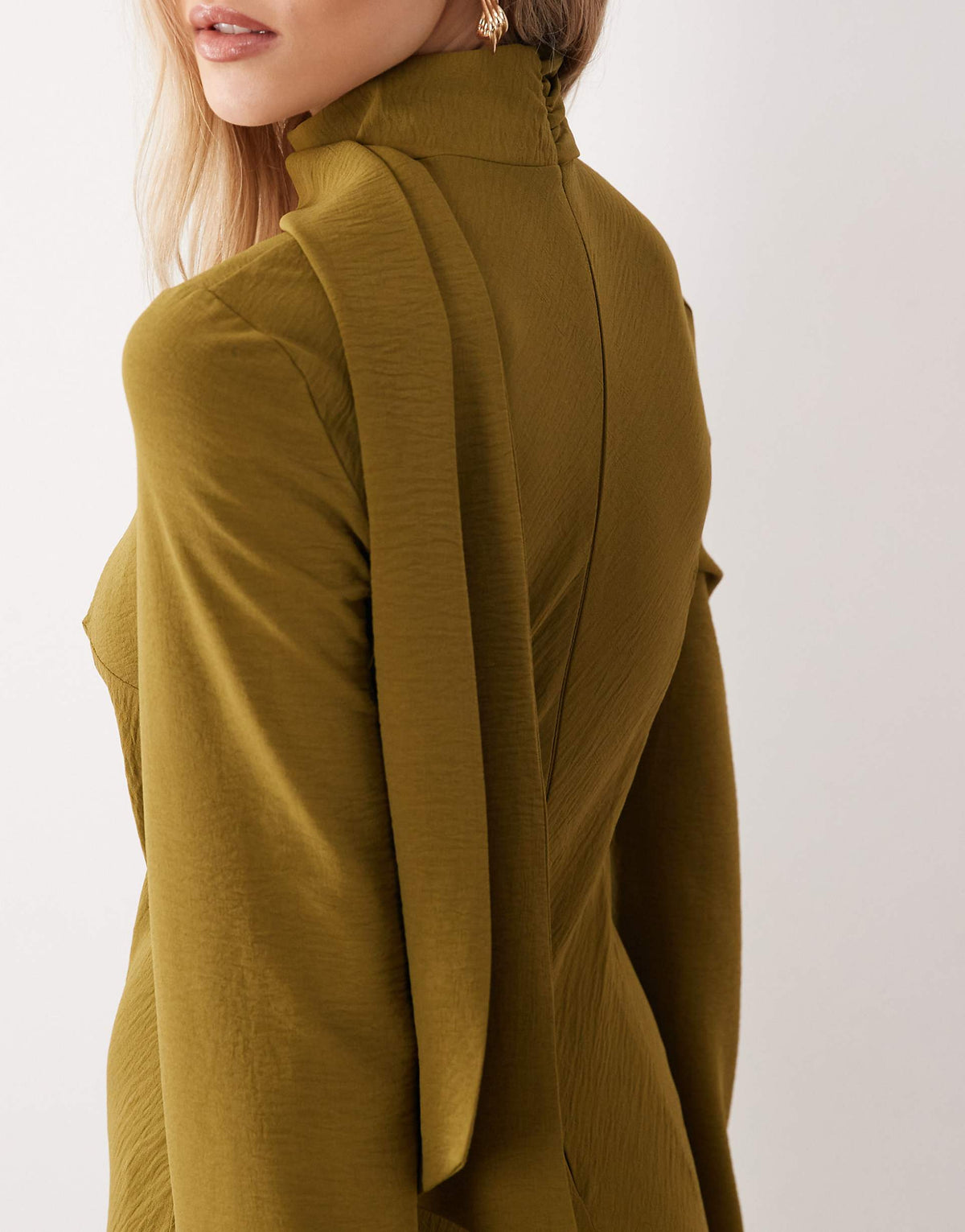 ASOS DESIGN high neck scarf detail maxi dress in olive