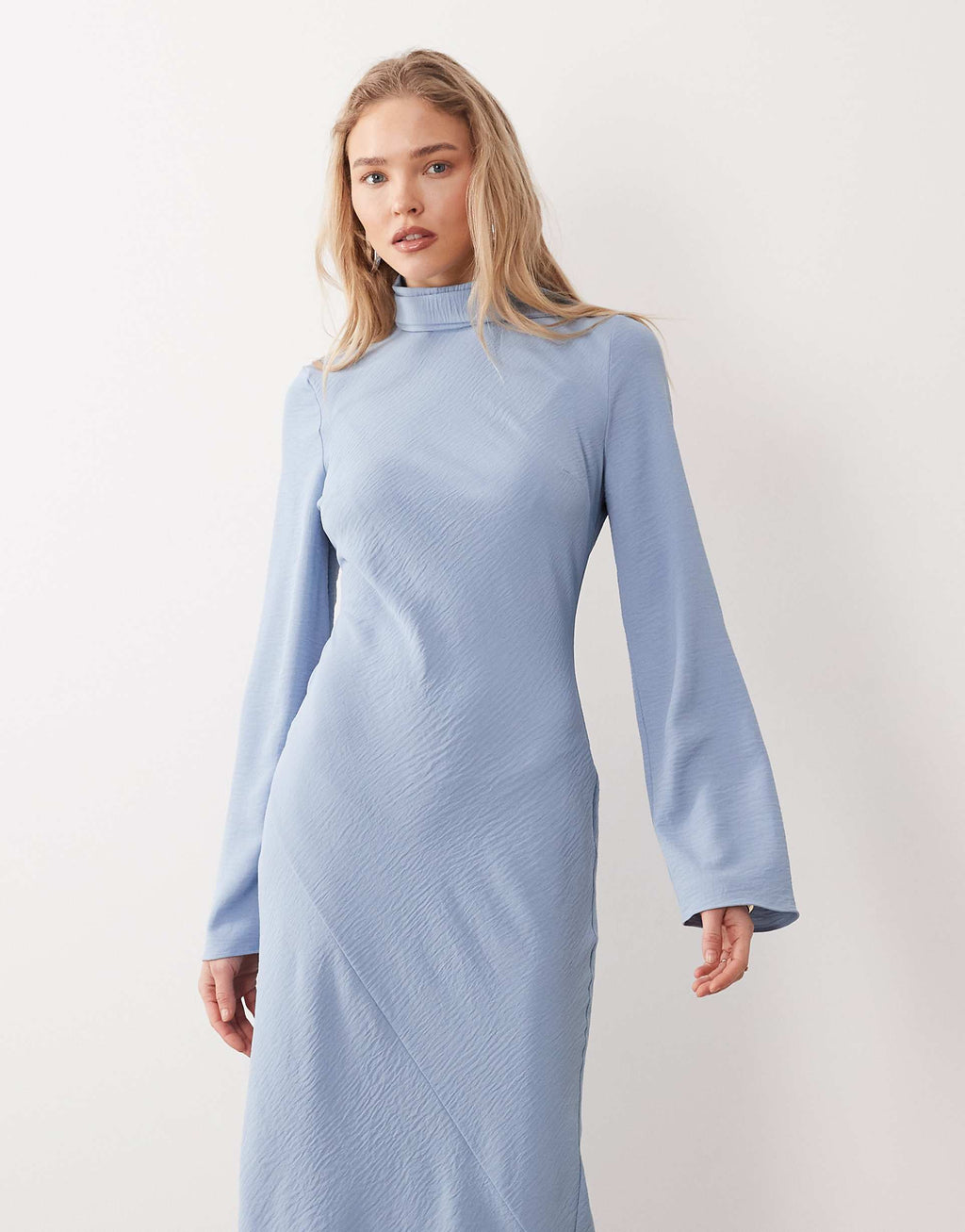 ASOS DESIGN high neck scarf detail maxi dress in light blue