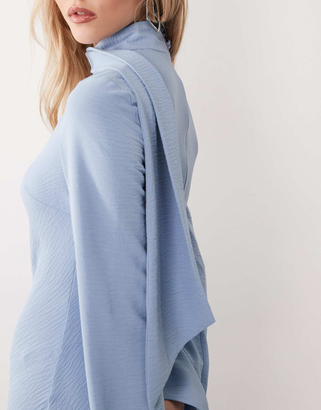 ASOS DESIGN high neck scarf detail maxi dress in light blue