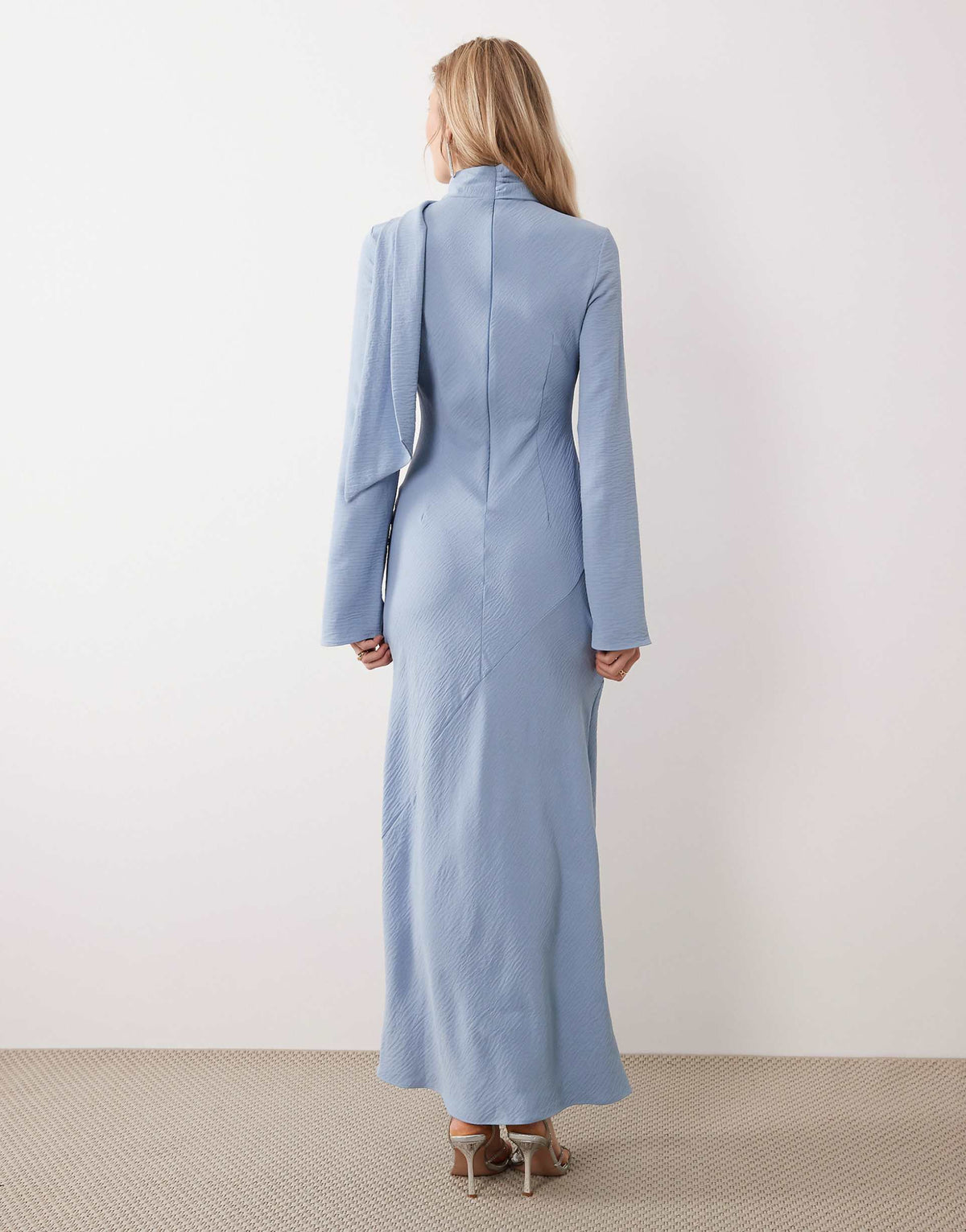 ASOS DESIGN high neck scarf detail maxi dress in light blue