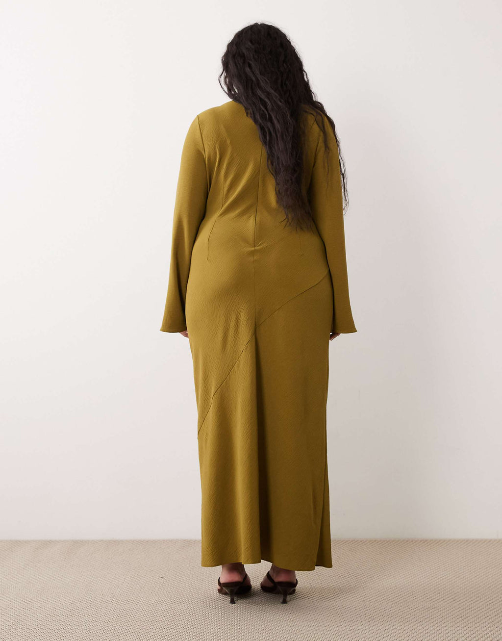 ASOS DESIGN Curve high neck scarf detail maxi dress in olive