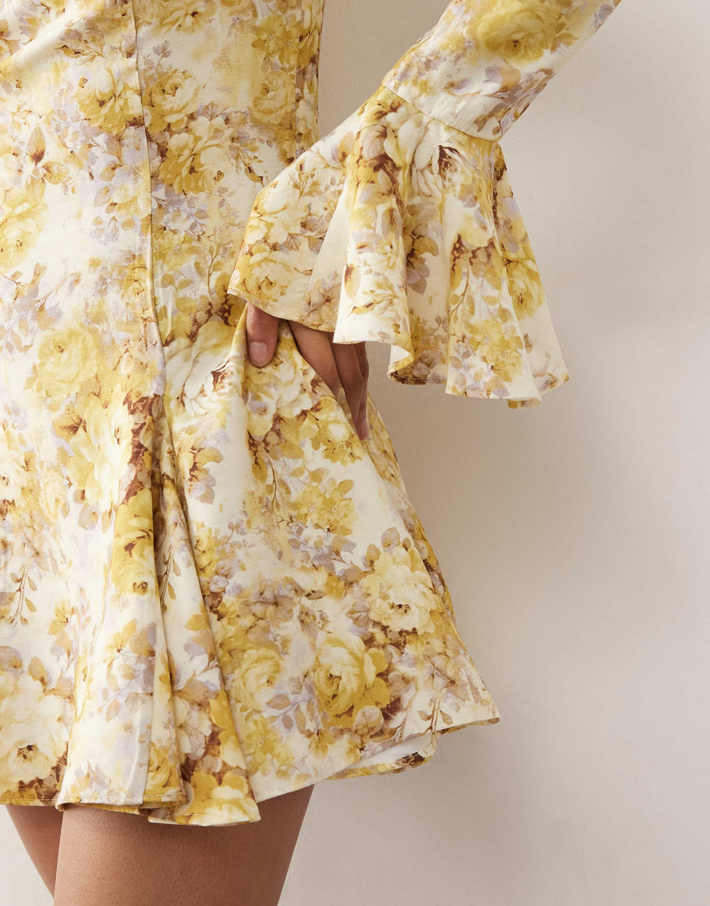 Monki floaty long sleeve mini dress in floral print