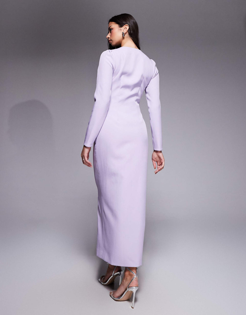 Kaiia exclusive tailored long sleeve button up maxi dress in lilac