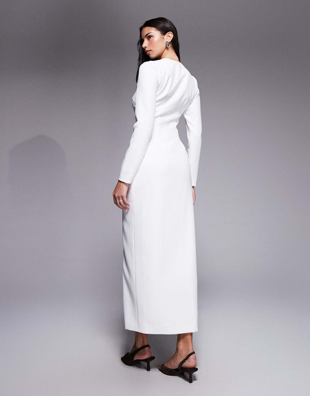 Kaiia exclusive tailored long sleeve button up maxi dress in white