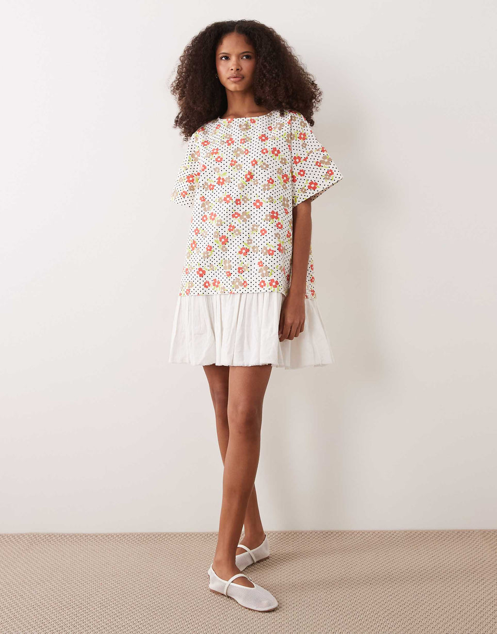 ASOS DESIGN hybrid t-shirt mini dress in delicate floral
