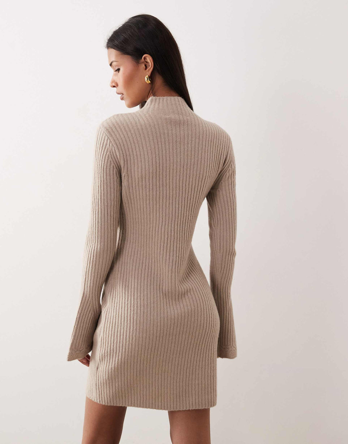 Abercrombie & Fitch mock neck sweater midi dress in cream