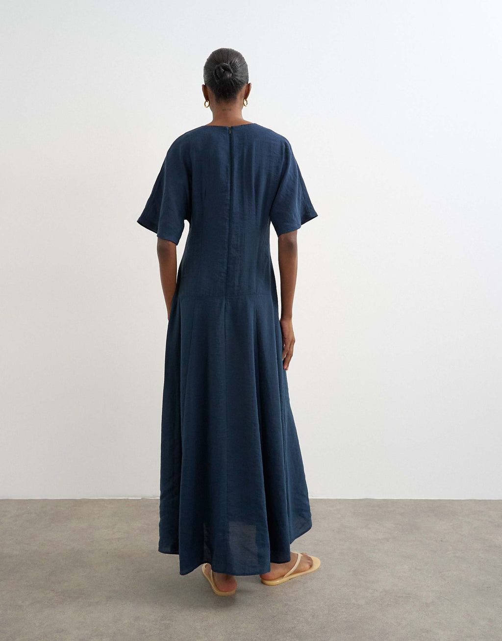 Topshop cupro dropped waist maxi t-shirt dress in navy