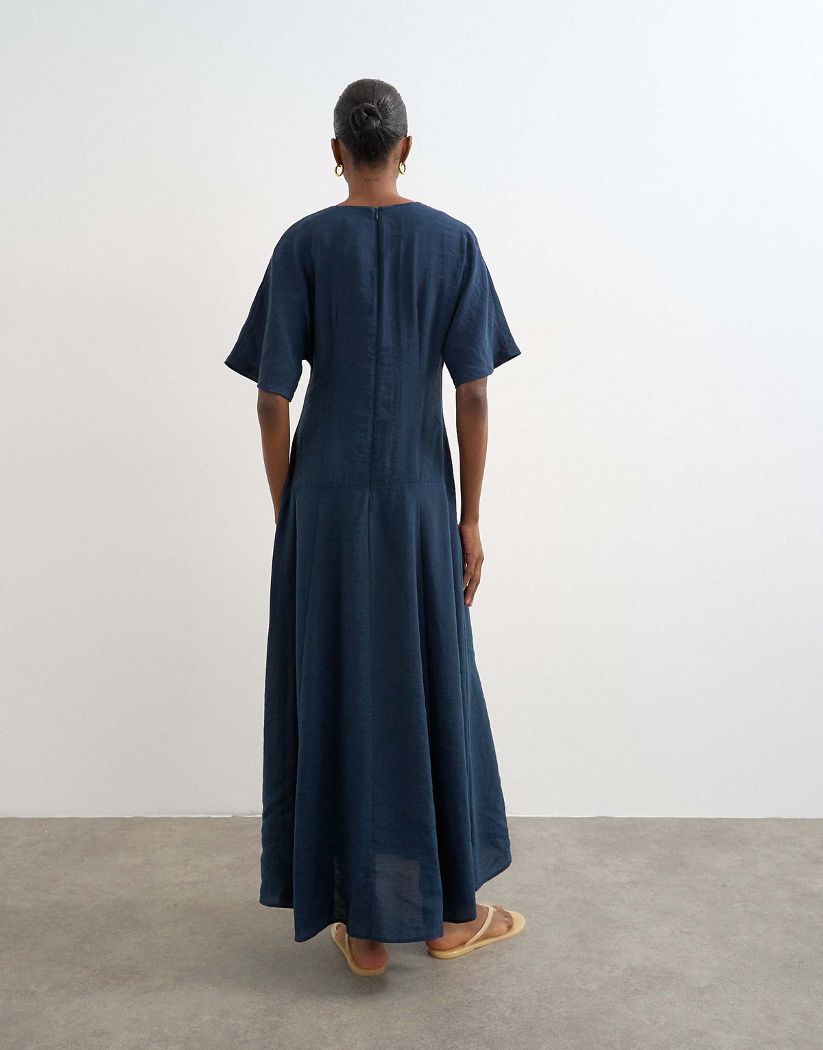 Topshop cupro dropped waist maxi t-shirt dress in navy