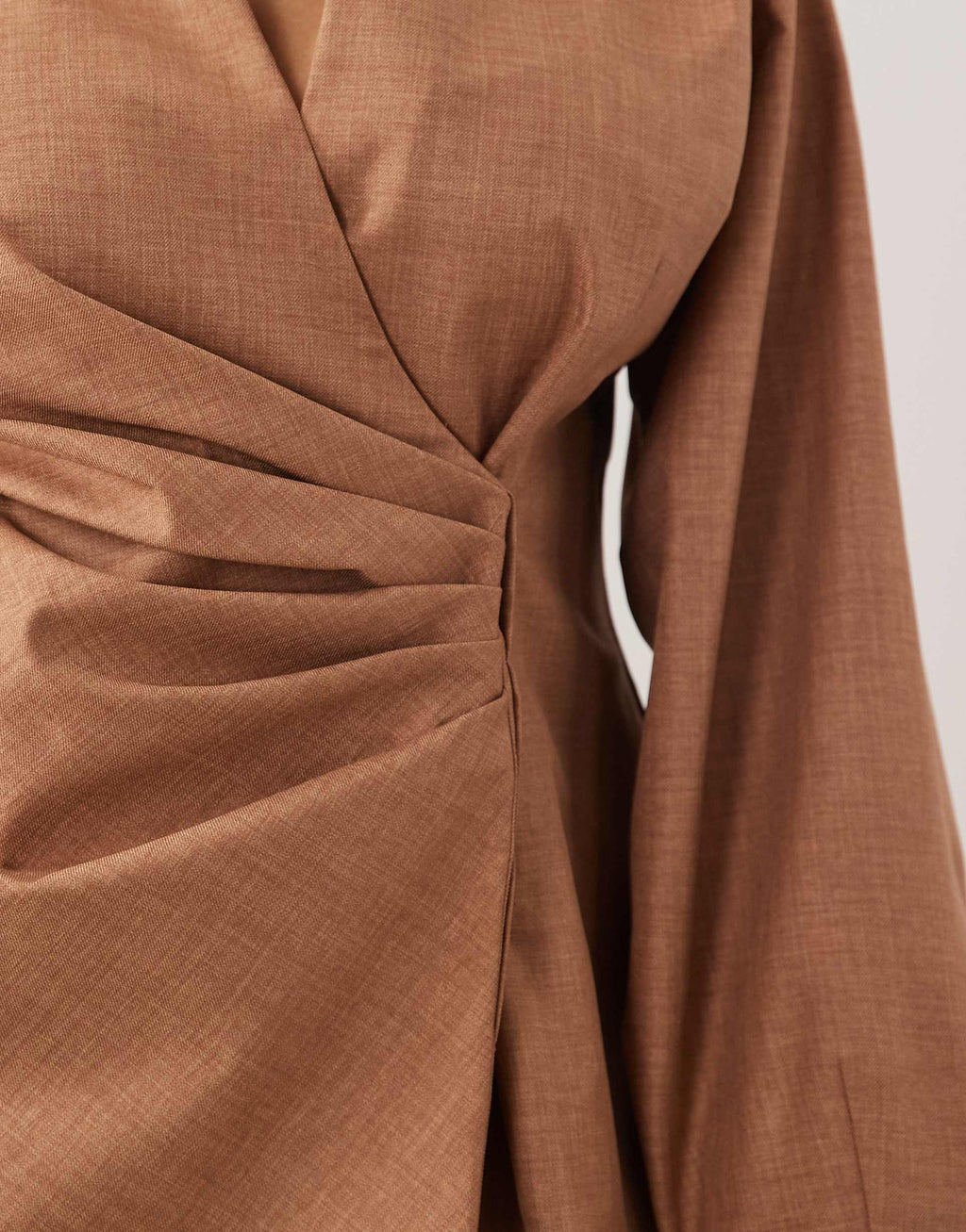 ASOS DESIGN Curve pleat waist detail structured mini blazer dress in beige