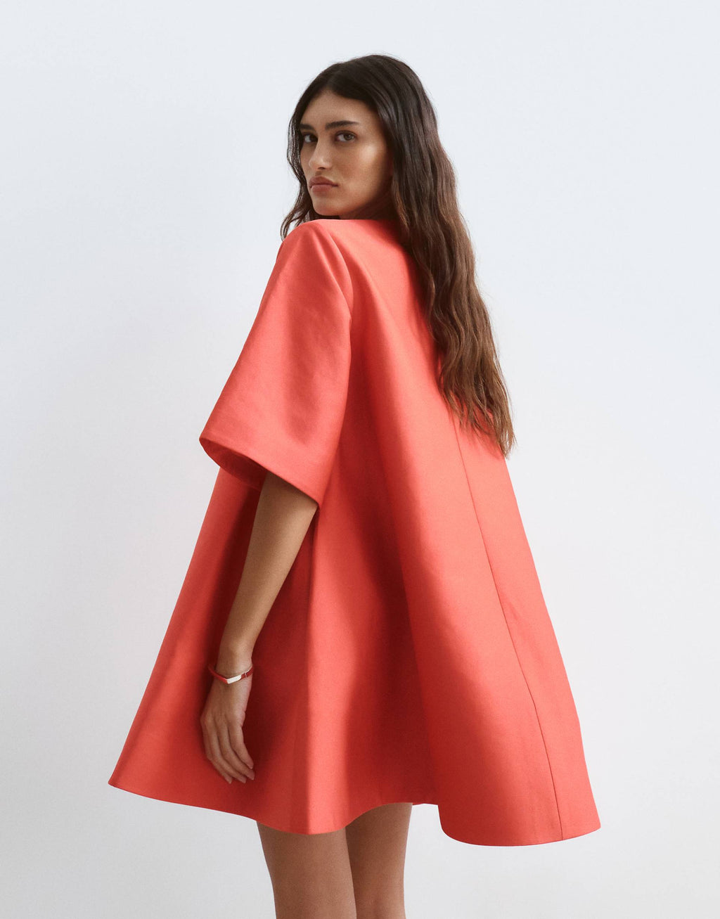 ARRANGE premium full skirted mini dress in red