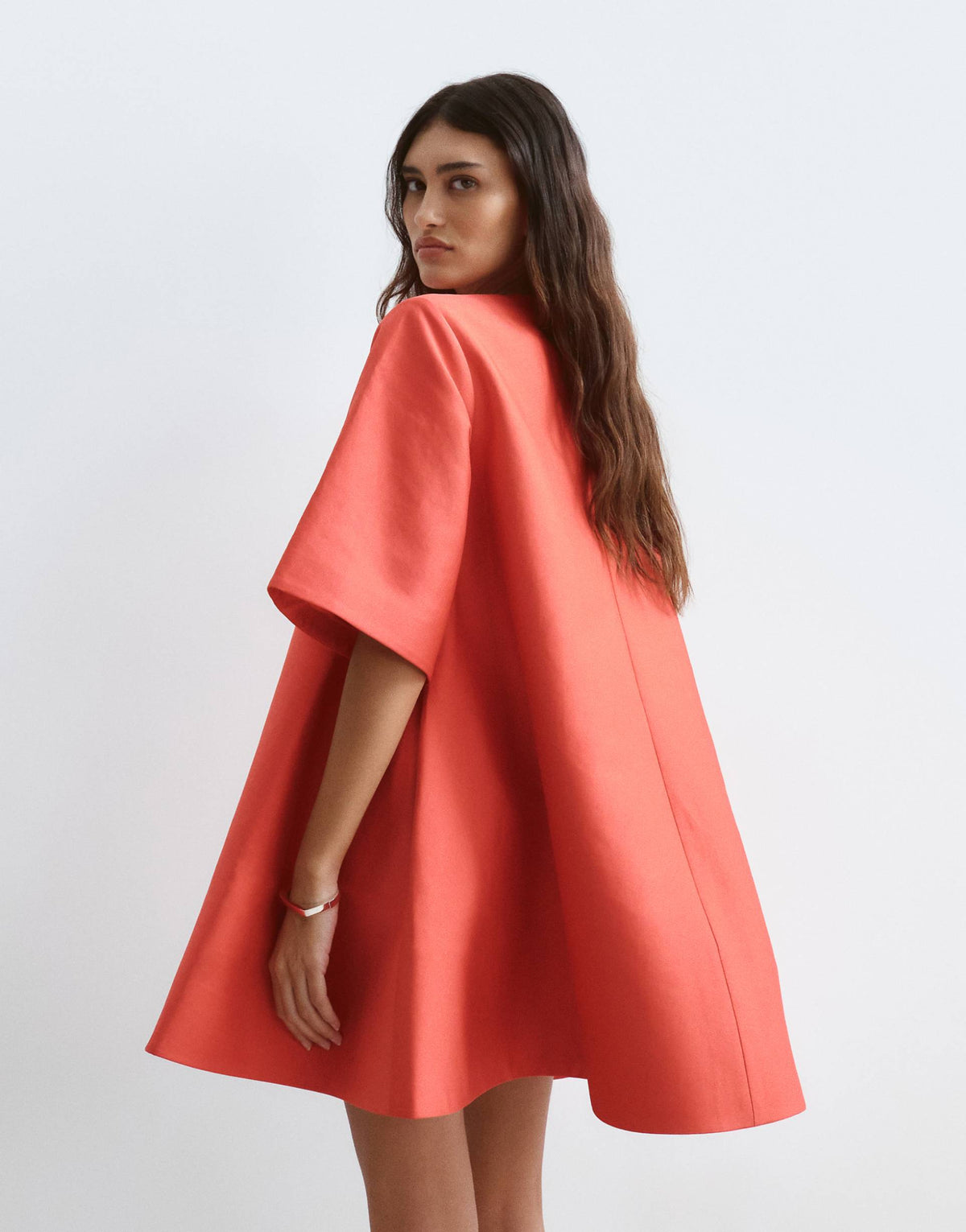 ARRANGE premium full skirted mini dress in red