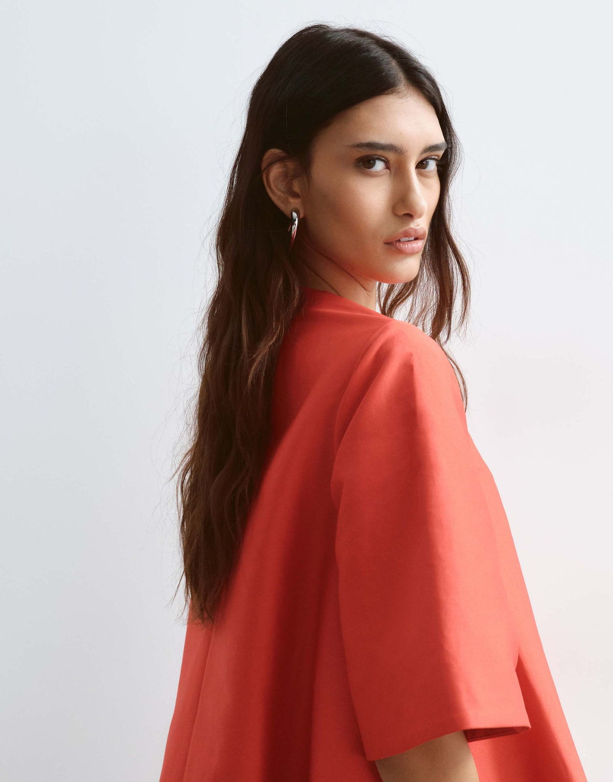 ARRANGE premium full skirted mini dress in red