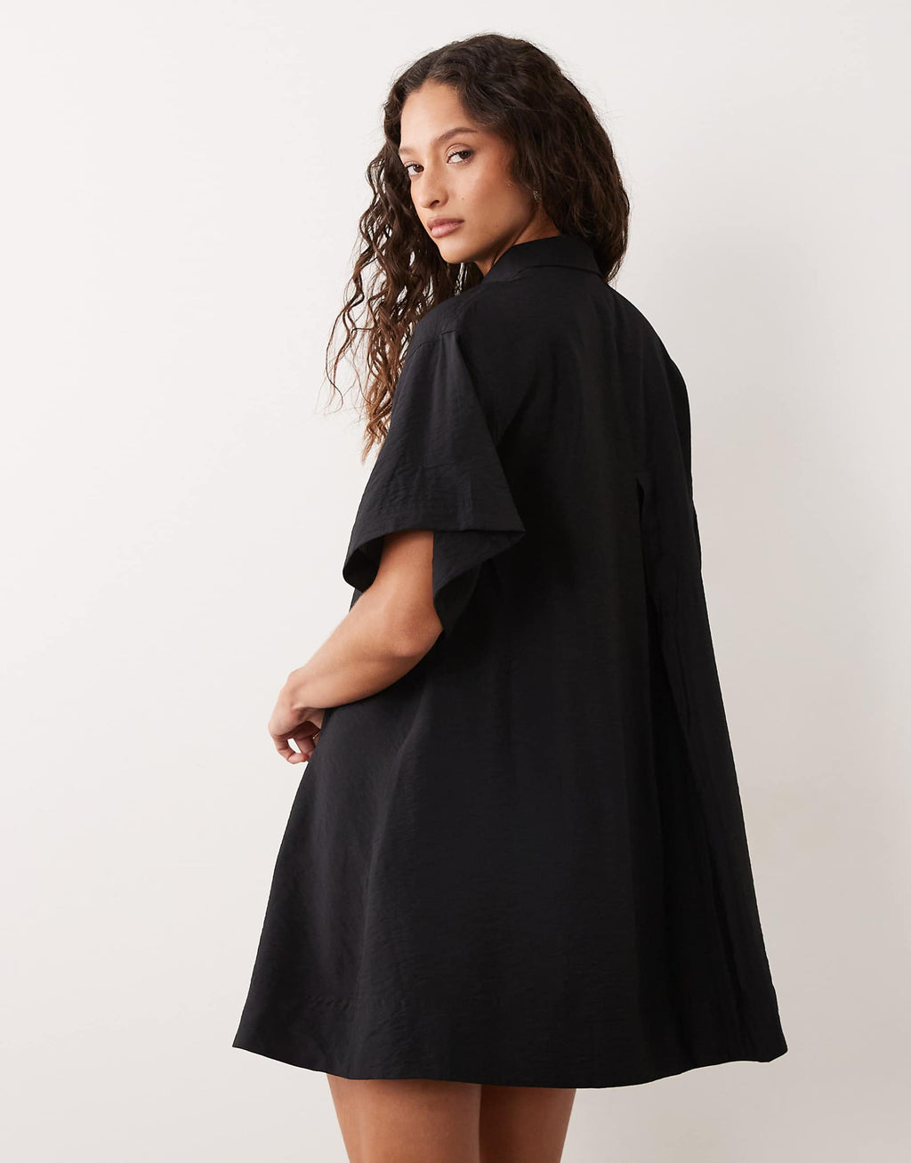 ASOS DESIGN performance fabric relaxed short sleeve mini dress in black