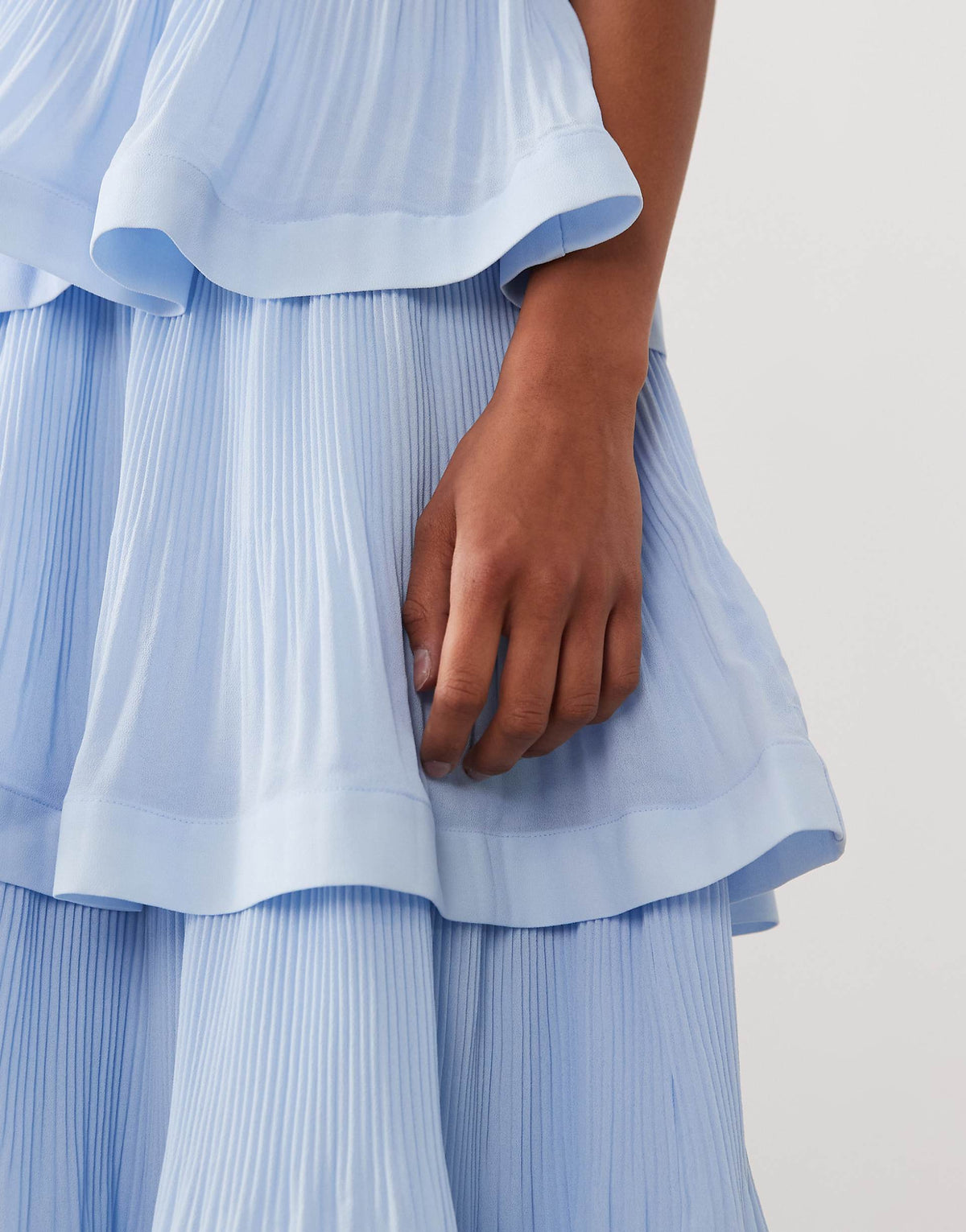 YAS plissé tiered maxi dress in pale blue