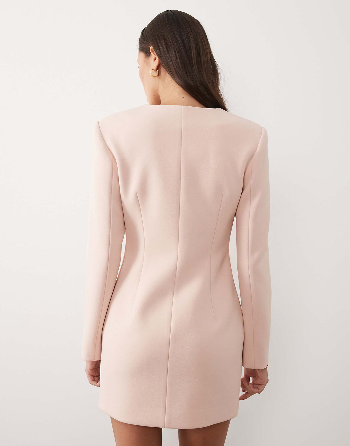 Wanderdoll exclusive Pippa premium tailored shoulder pad detailing structured mini dress in soft pink
