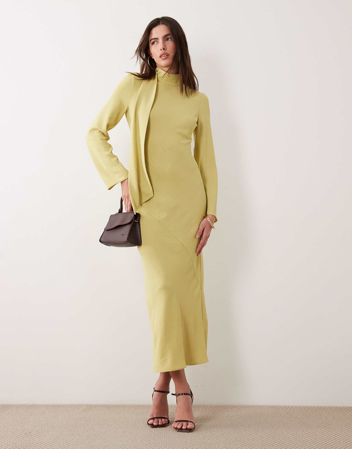 ASOS DESIGN high neck scarf detail maxi dress in green