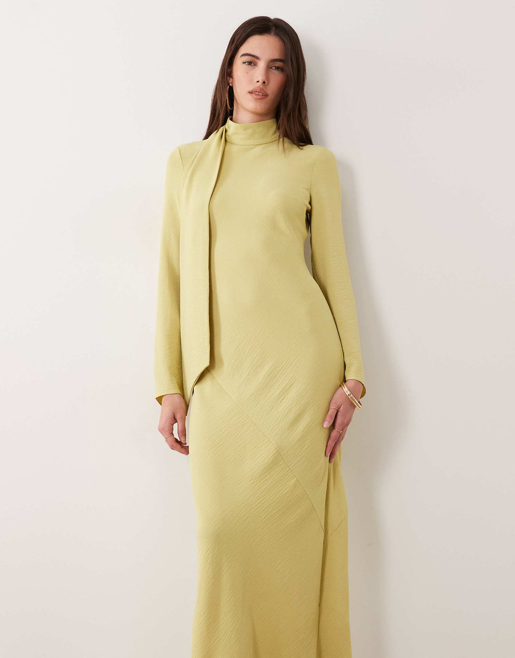 ASOS DESIGN high neck scarf detail maxi dress in green