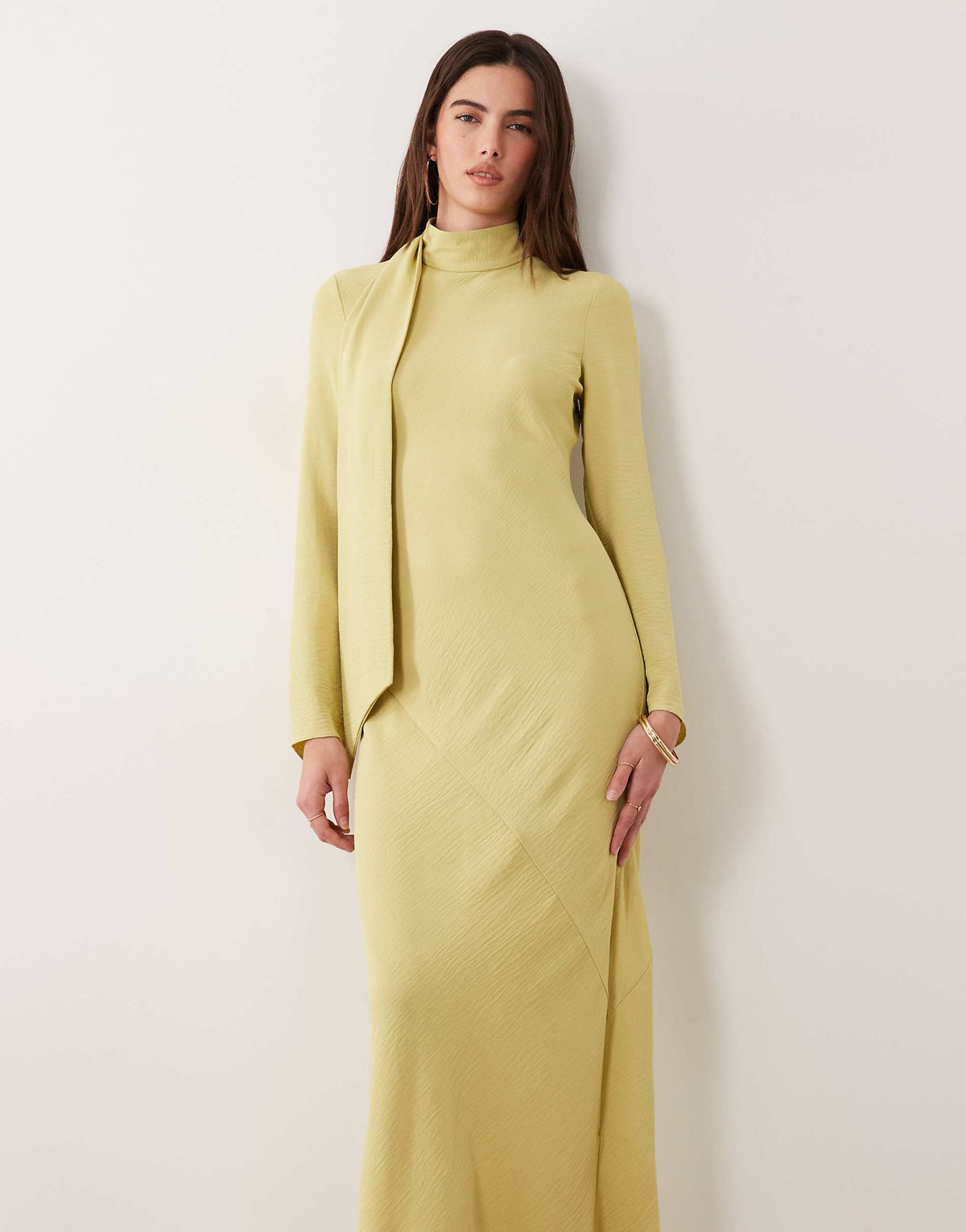 ASOS DESIGN high neck scarf detail maxi dress in green