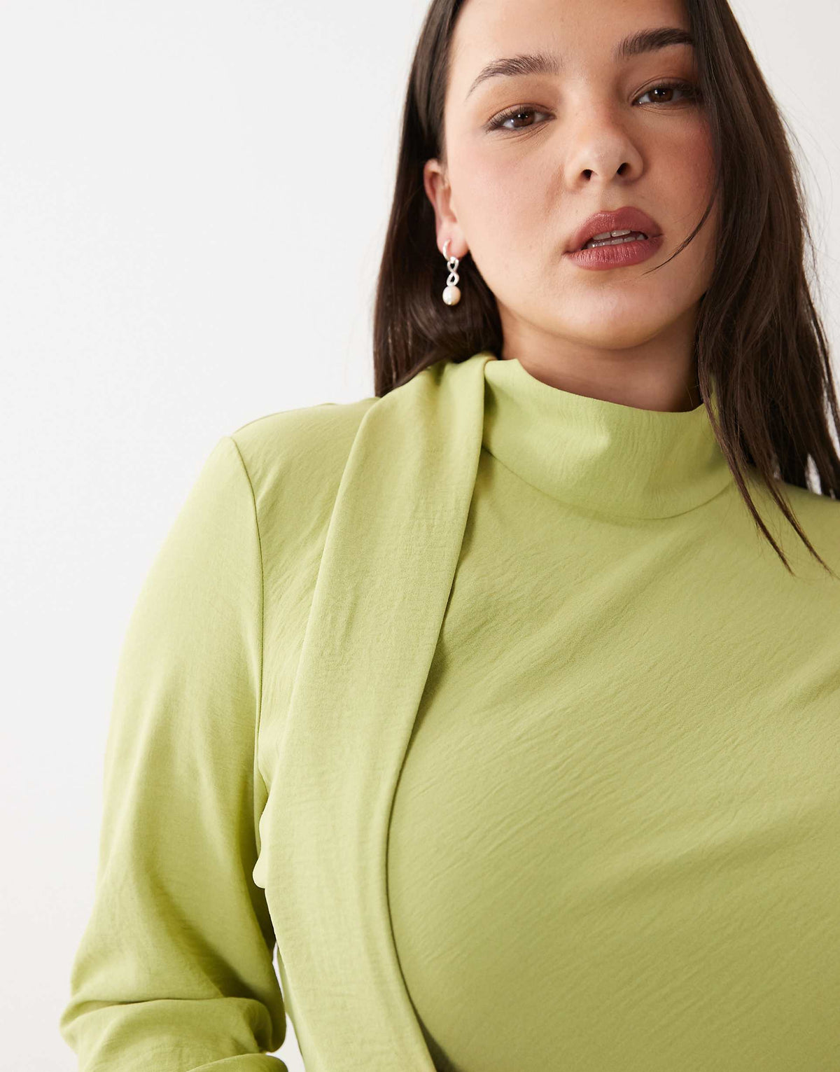 ASOS DESIGN Curve high neck scarf detail maxi dress in green