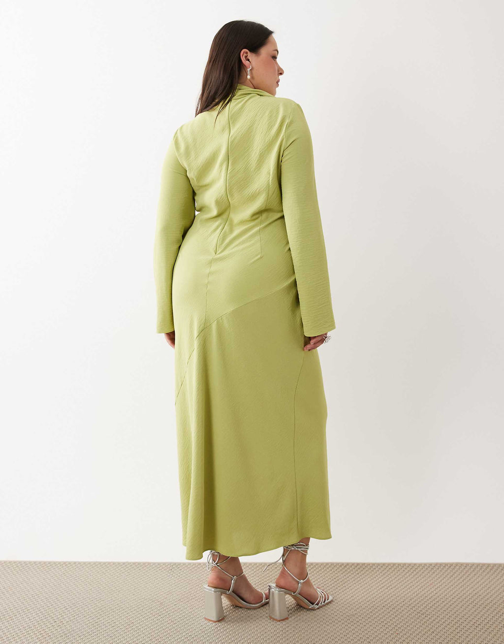ASOS DESIGN Curve high neck scarf detail maxi dress in green