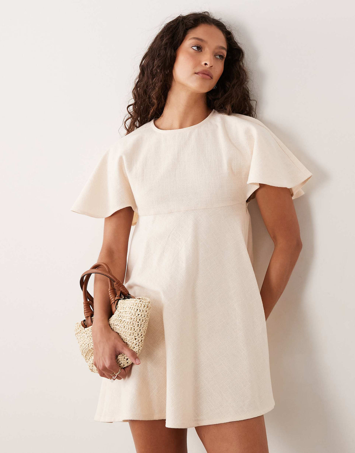 ASOS DESIGN smock t-shirt mini dress in stone