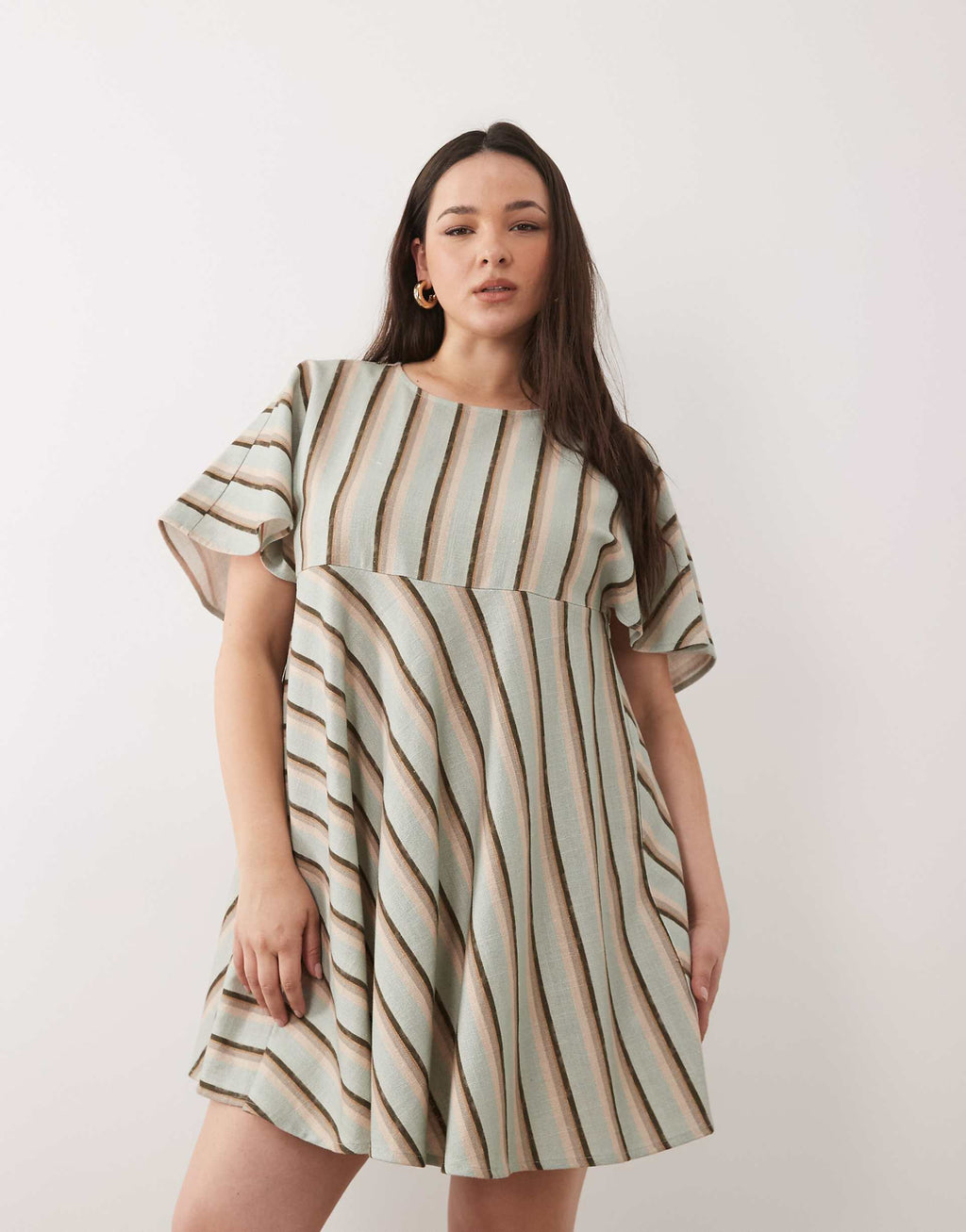 ASOS DESIGN Curve smock T-shirt mini dress in blue stripe
