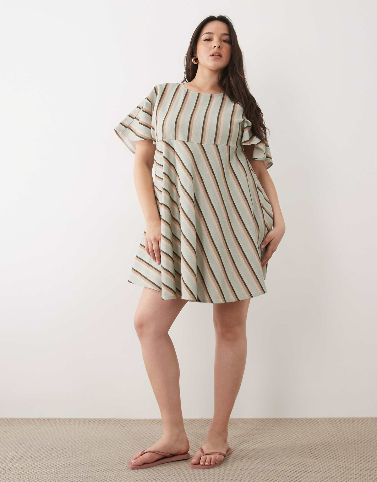ASOS DESIGN Curve smock T-shirt mini dress in blue stripe