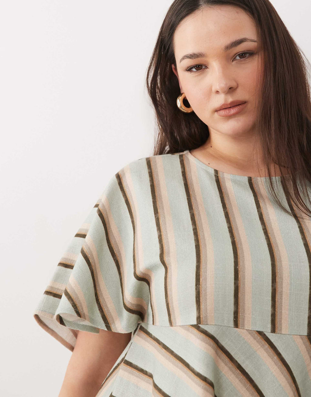 ASOS DESIGN Curve smock T-shirt mini dress in blue stripe