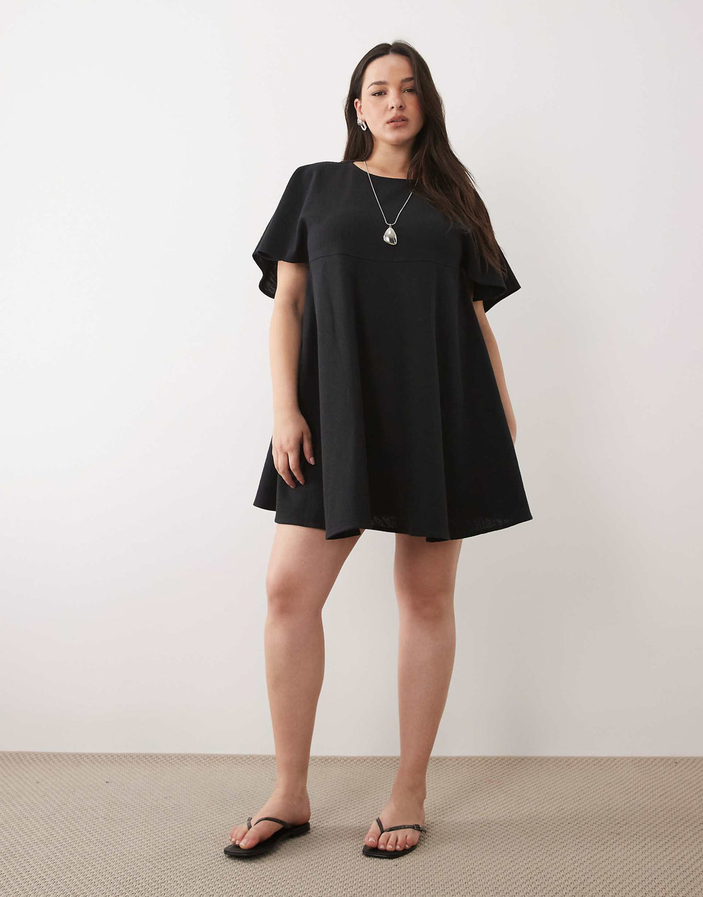 ASOS DESIGN Curve smock T-shirt mini dress in black