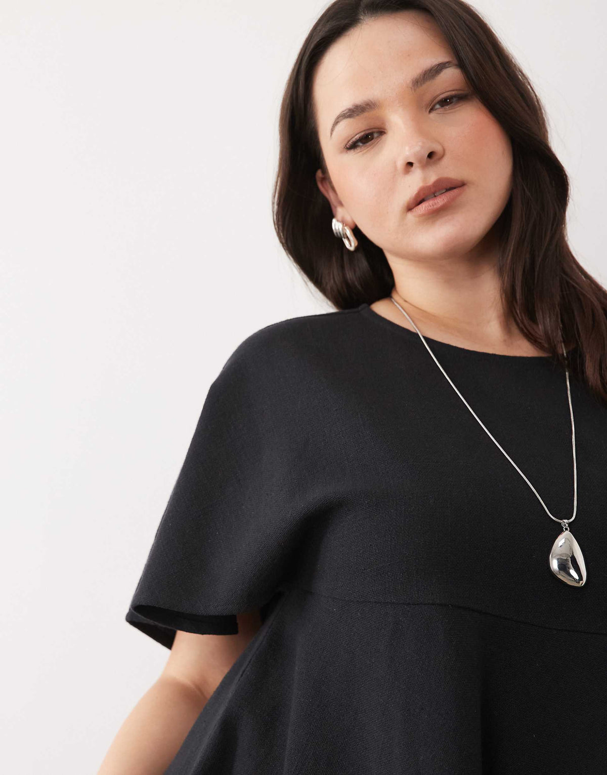 ASOS DESIGN Curve smock T-shirt mini dress in black