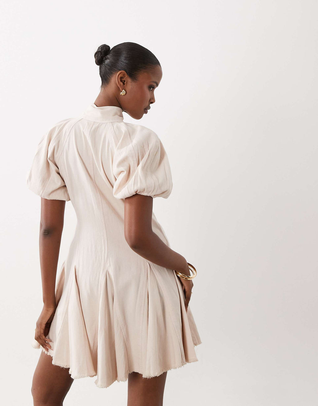 ASOS DESIGN smock button down mini dress with godets in washed pink