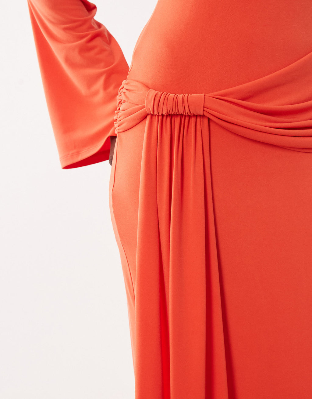 Daska slinky long sleeve high neck twist drape detail maxi dress in orange