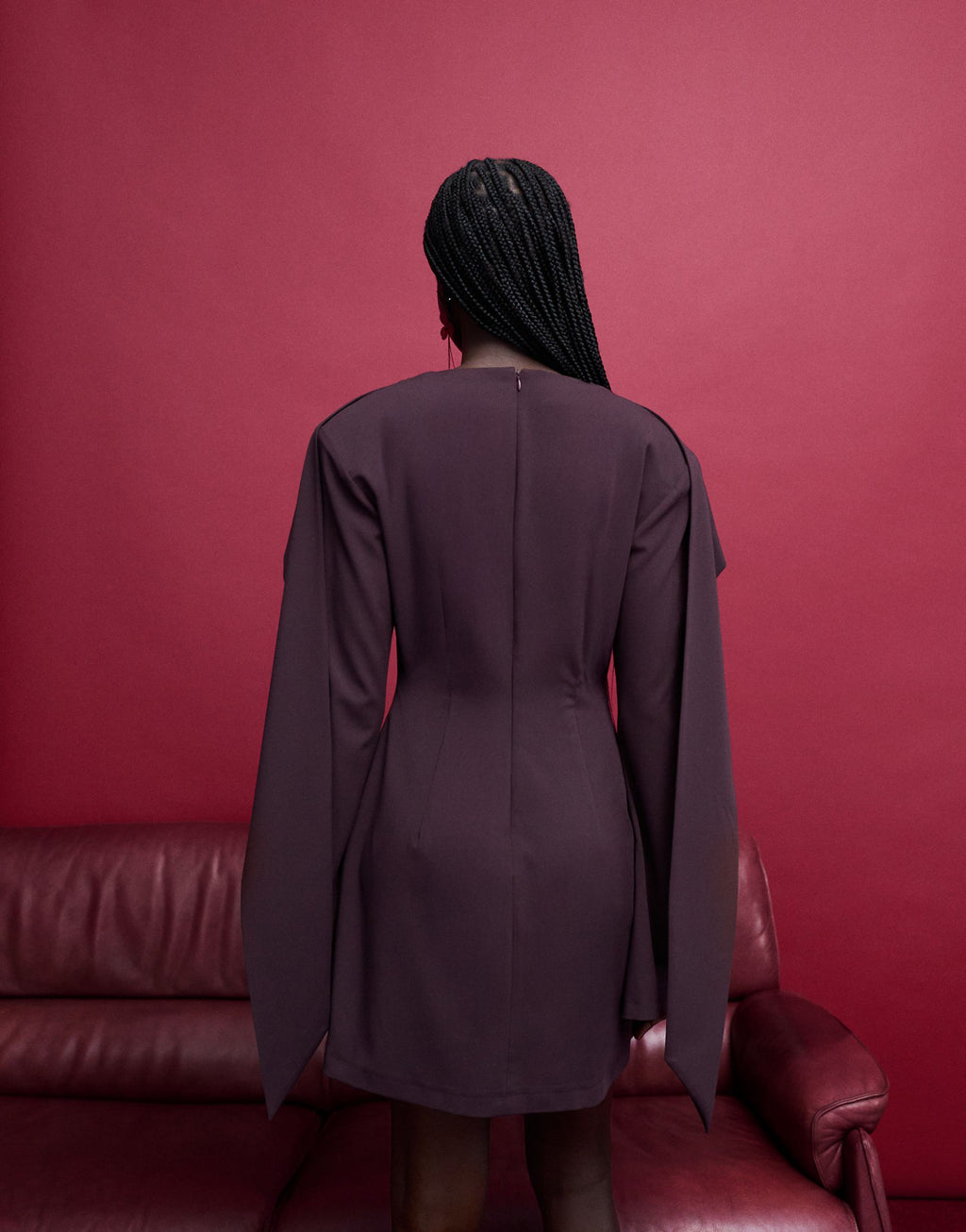 ASOS DESIGN tailored mini dress with scarf detail in plum