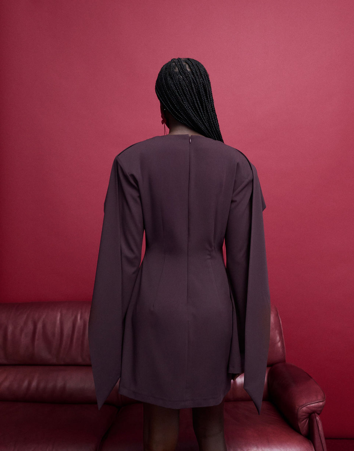 ASOS DESIGN tailored mini dress with scarf detail in plum