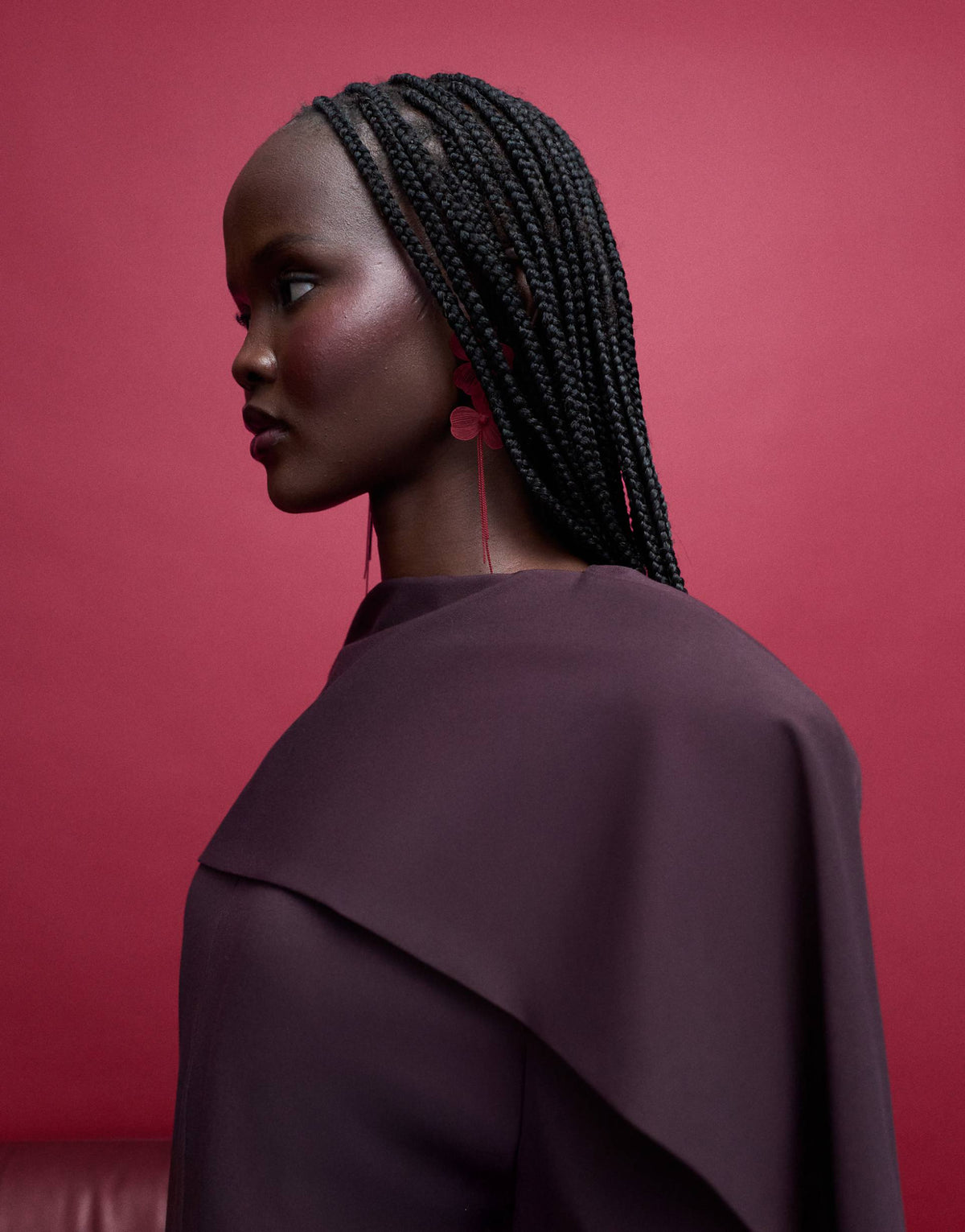 ASOS DESIGN tailored mini dress with scarf detail in plum