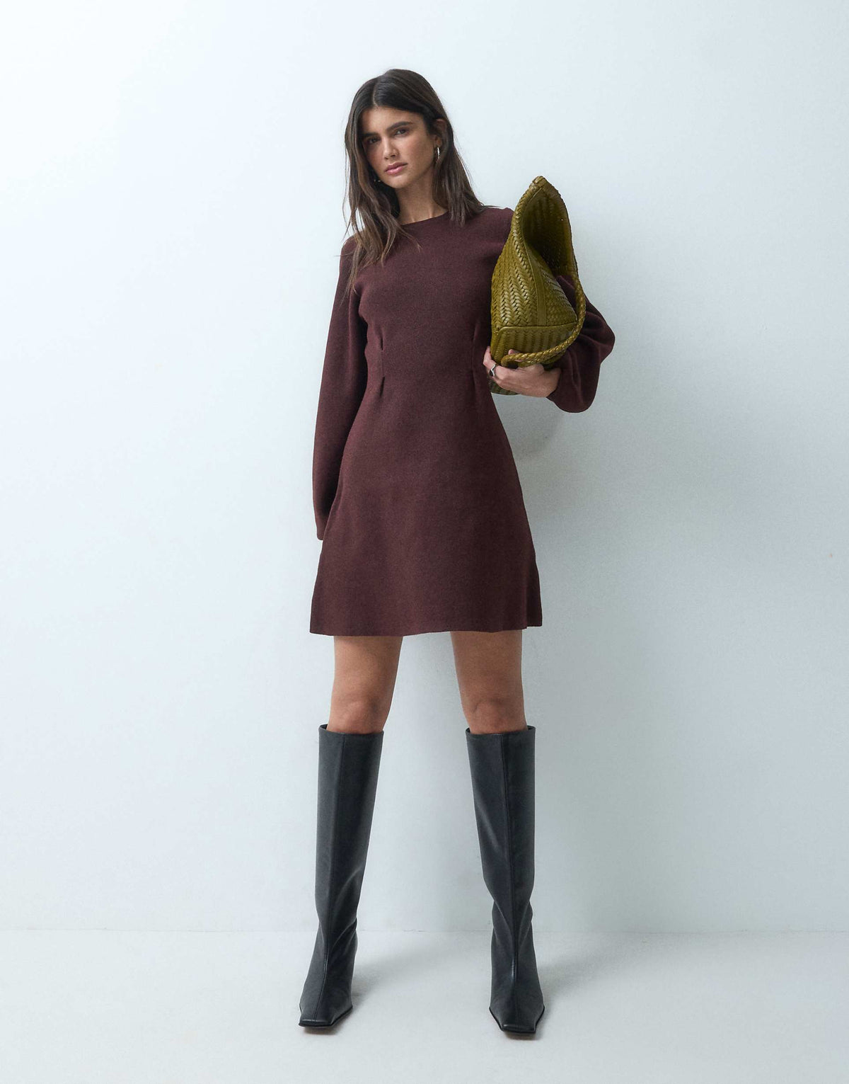 ASOS DESIGN nipped waist mini dress in burgundy