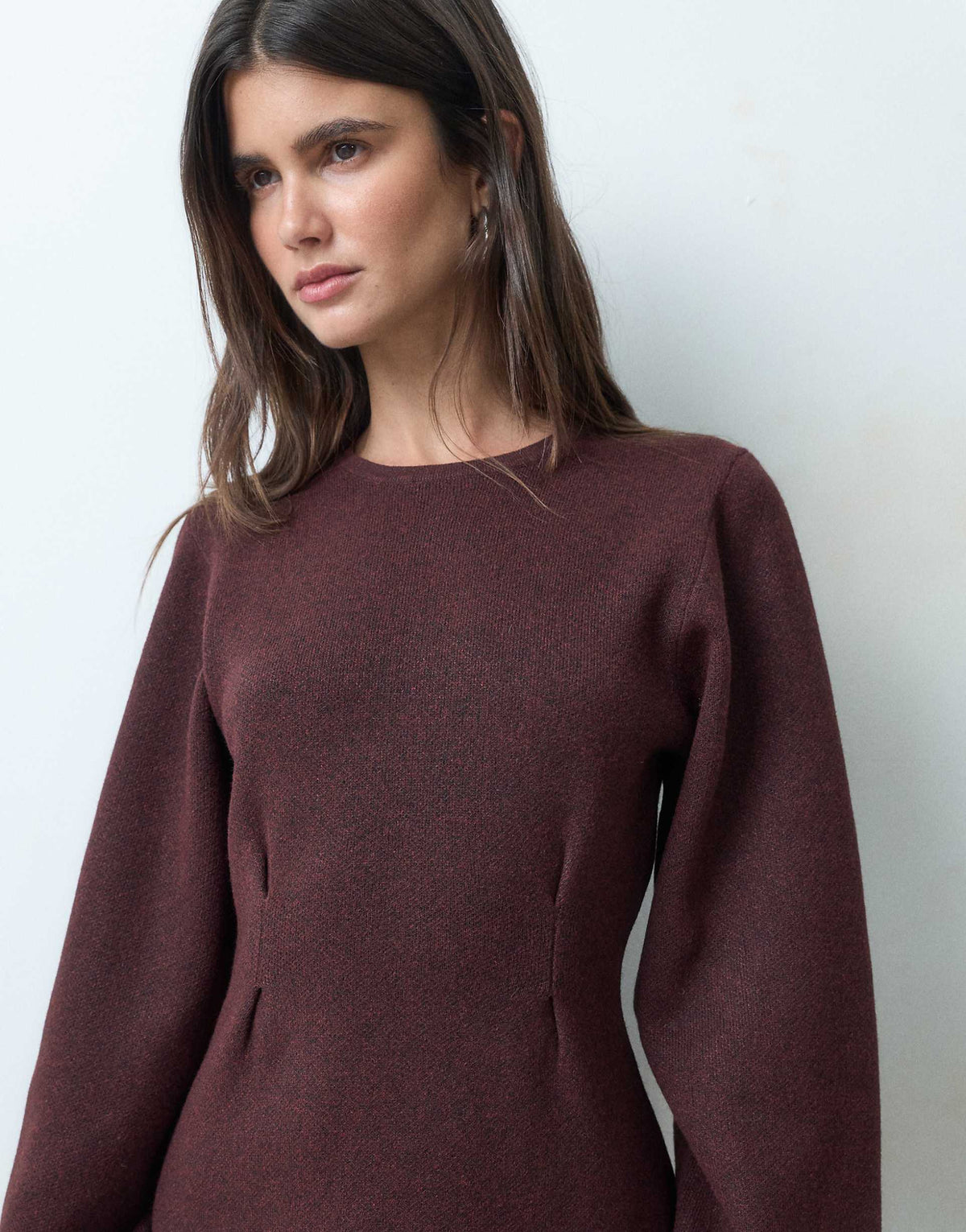 ASOS DESIGN nipped waist mini dress in burgundy