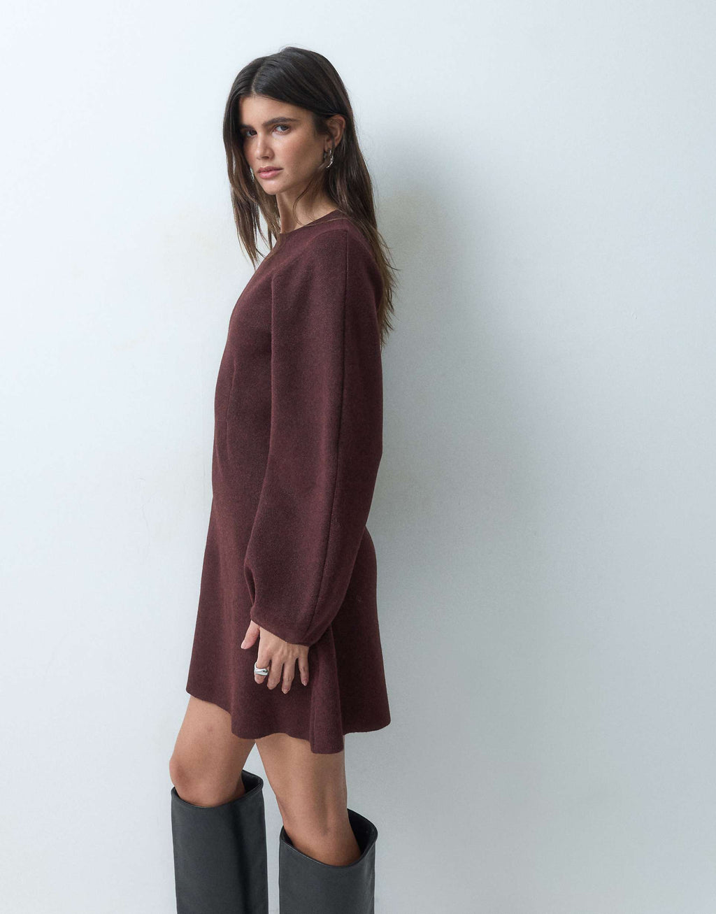 ASOS DESIGN nipped waist mini dress in burgundy