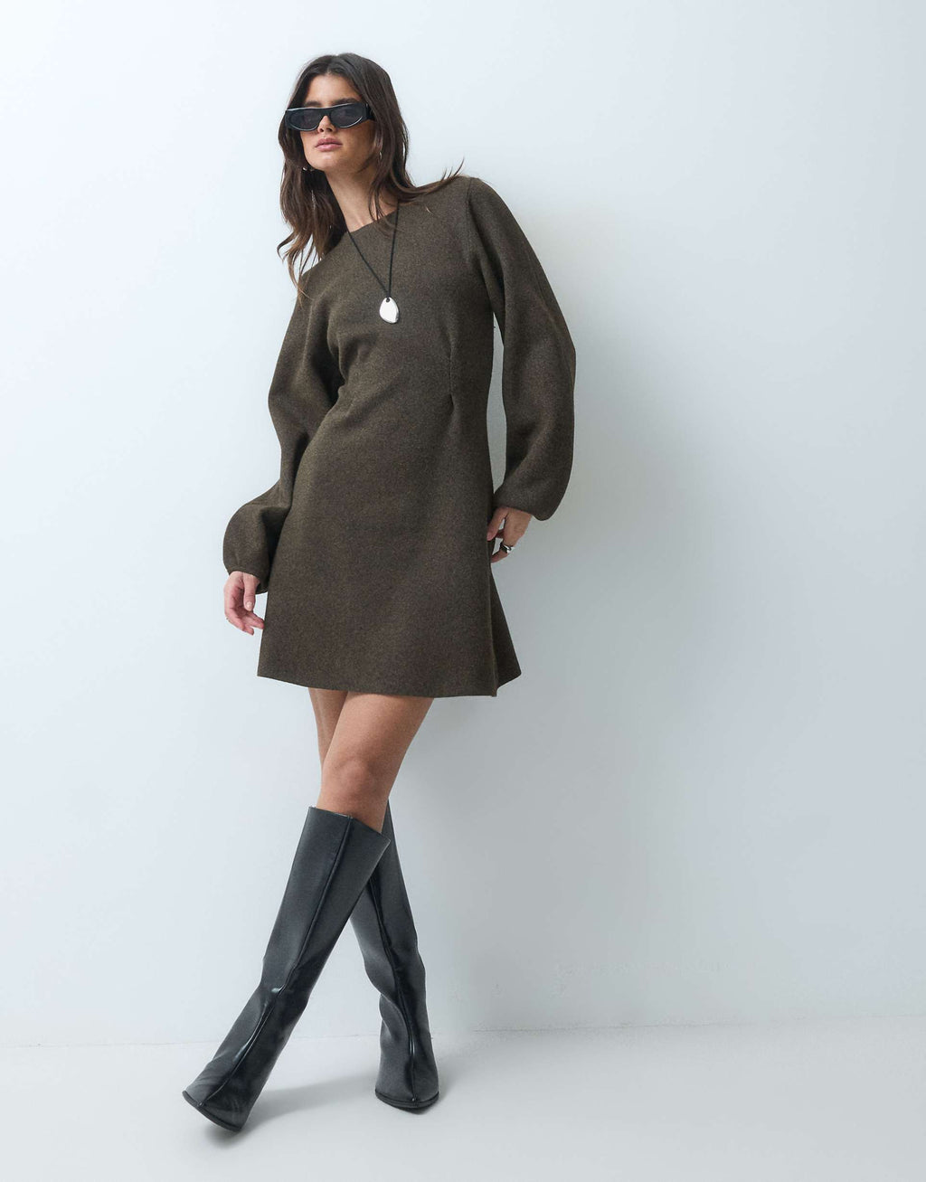 ASOS DESIGN nipped waist mini dress in chocolate
